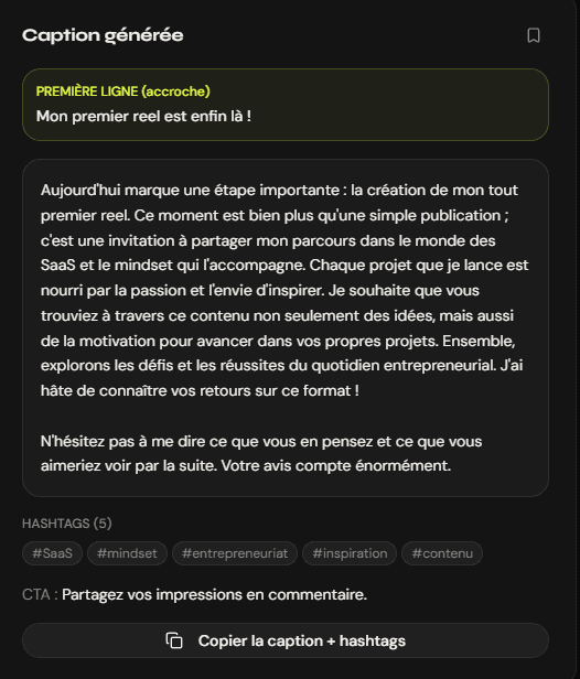 Caption prête à poster